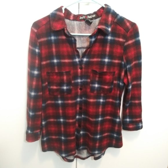 Tops - Red flannel button down shirt